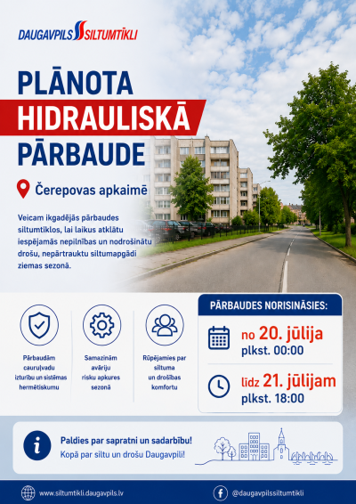 20. un 21. jūlijā pārbaudīsim siltumtīklus Čerepovā