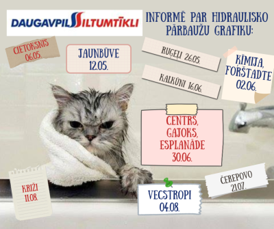 “Daugavpils Siltumtīkli” informē par hidraulisko pārbaužu grafiku 2025. gada starpapkures sezonai