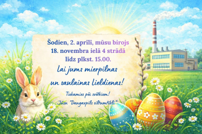 2. aprīlī strādājam līdz plkst. 15.00